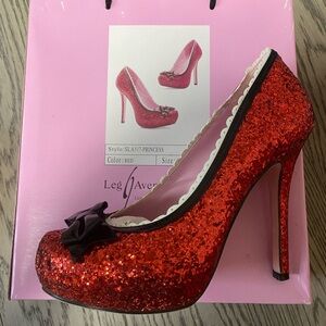 Size 7 FABULOUS RED GLITTER 5 inch SEXY Heels